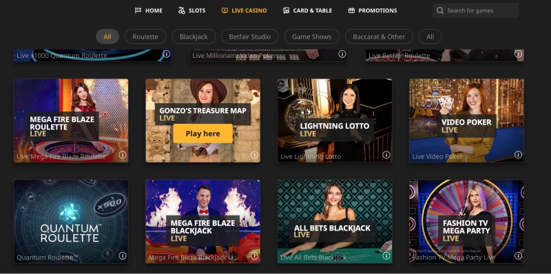 Betfair Casino'da slotlar veya slot makineleri