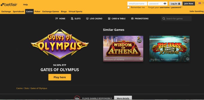 Betfair казиносында Gates of Olympus қалай ойнауға болады