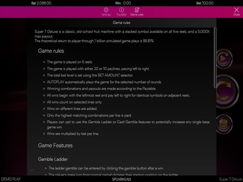 Regole del Super 7 Deluxe