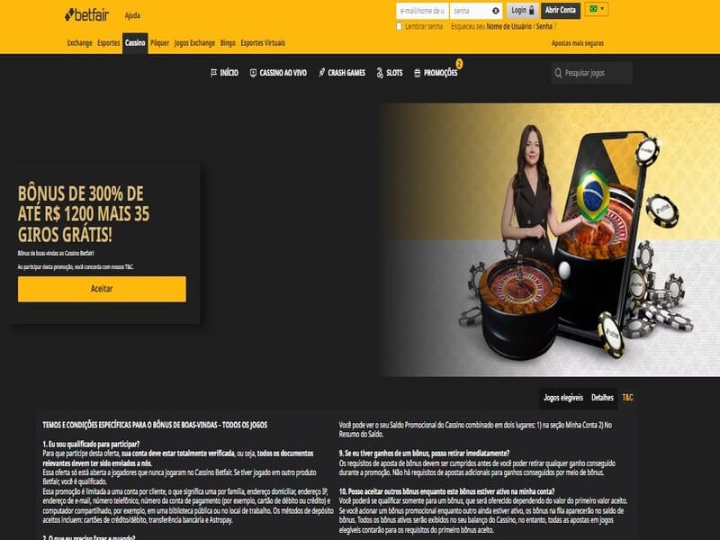 Bônus de boas-vindas da Betfair