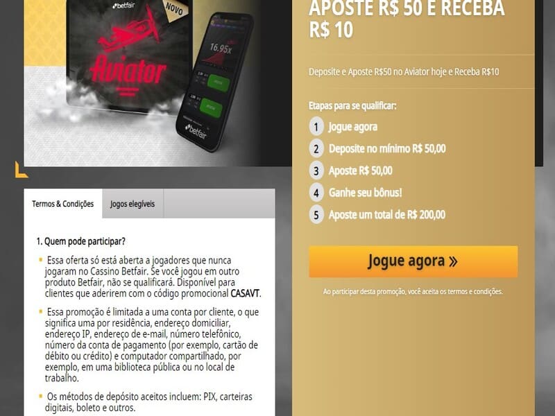 Bônus de Depósito Betfair